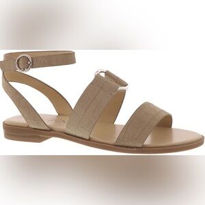 Tan Sandals with Silver Ring Detail, 8.5